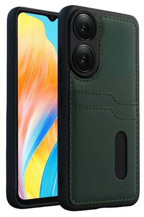 Newface Oppo A38 Sara Kartvizitli Deri Kılıf - Yeşil