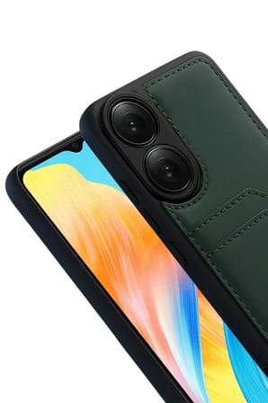 Newface Oppo A38 Sara Kartvizitli Deri Kılıf - Yeşil