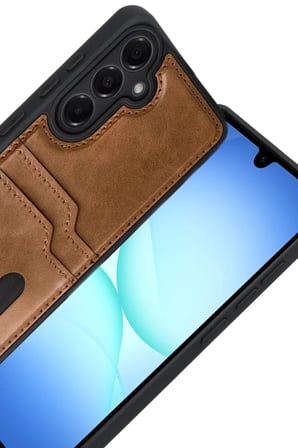 Newface Samsung Galaxy A17 5G Sara Kartvizitli Deri Kılıf - Taba