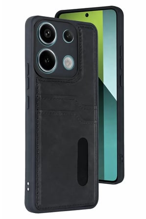 Newface Xiaomi Redmi 15C 4G Sara Kartvizitli Deri Kılıf - Siyah