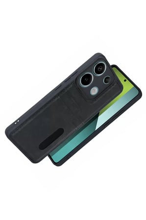 Newface Xiaomi Redmi 15C 4G Sara Kartvizitli Deri Kılıf - Siyah