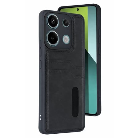 Newface Xiaomi Redmi 15C 4G Sara Kartvizitli Deri Kılıf - Siyah
