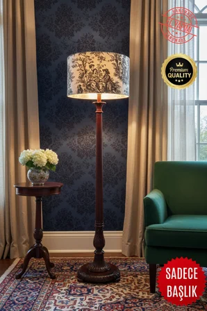 Vintage Toile de Jouy Desenli Lambader Başlığı