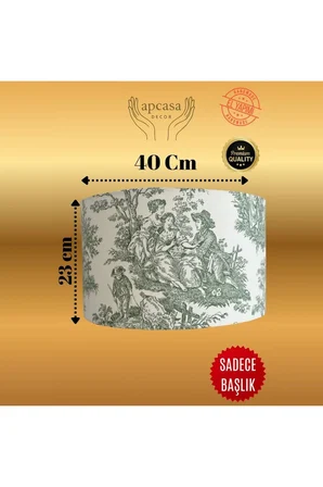 Vintage Toile de Jouy Desenli Lambader Başlığı