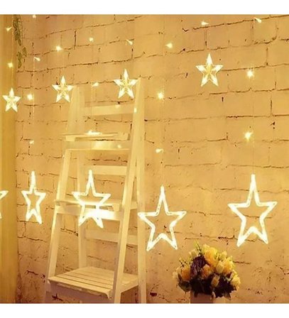Yıldız Sarkıtlı Perde LED Aydınlatma - m Genişlik,  Modlu, Günışığı Renk,Ev Süsleme Işığı