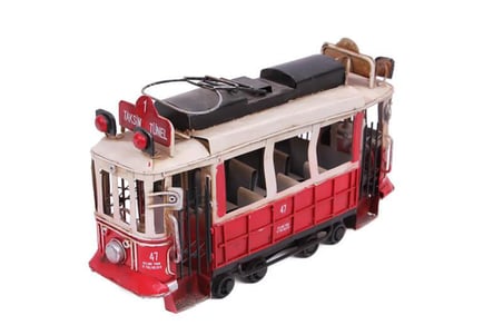 Dekoratif Metal Taksim Tramvay Vintage Biblo Hediyelik