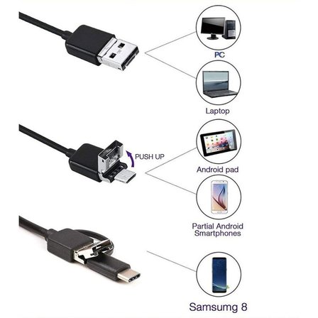 Endoskop  in  Yılan Kamera USB Micro Usb Type-C M Sert Kablo