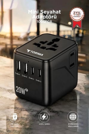 Özel Üretim Torima Mini Boy Evrensel Seyahat Adaptörü 1005FCR 20W Mekanizma Dünya Priz
