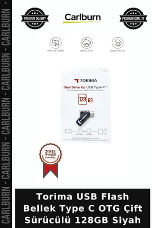 Premium Torima USB Flash Bellek Type C OTG Çift Sürücülü 128GB Siyah Bilgisayar Okuma Sürücü
