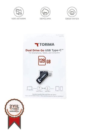 Premium Torima USB Flash Bellek Type C OTG Çift Sürücülü 128GB Siyah Bilgisayar Okuma Sürücü