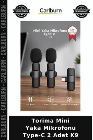 Premium Torima Mini Yaka Mikrofonu Type-C 2 Adet K9 Toplantı Yayın Konuşma