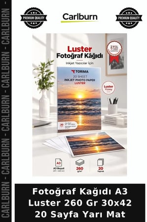 Fotoğraf Kağıdı A3 Luster 260 Gr 30x42 20 Sayfa Yarı Mat Tasarım Aracı Ofis Malzemesi Baskı Ürünü