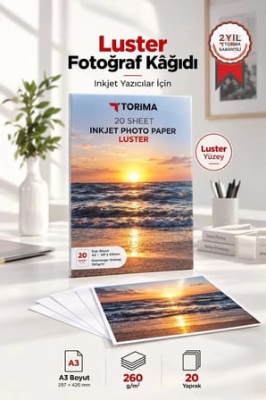 Fotoğraf Kağıdı A3 Luster 260 Gr 30x42 20 Sayfa Yarı Mat Tasarım Aracı Ofis Malzemesi Baskı Ürünü