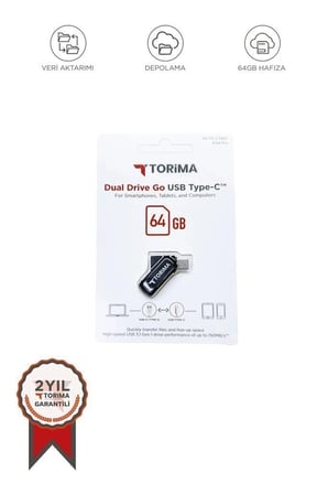 Özel Seri Torima USB Flash Bellek Type C OTG Çift Sürücülü 64GB Siyah Aktarım Ofis Bilgisayar