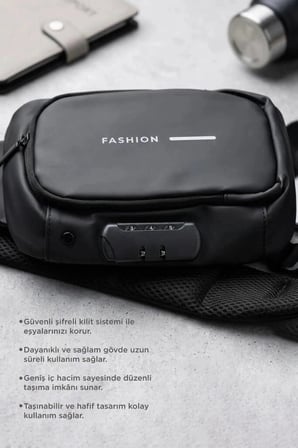 Premium Omuz Çantası Şifreli Usb Şarjlı Günlük Çanta 88039 Cep Askı Spor