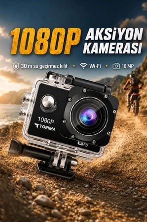 Özel Seri Torima Aksiyon Kamerası 4K Ultra Hd Wifi AC01 Siyah Sualtı Çekim Seyahat Tipi Anı Biriktir