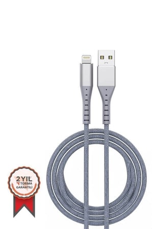 Delux Serisi Torima Şarj Kablosu Lightning Usb AP210 Gri 3.0A Cihaz Aparatı Telefon Parçası