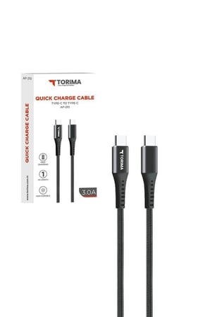 Premium Torima Şarj Kablosu Type-C to Type-C AP210 Siyah 3.0A Cihaz Aktarım Bilgisayar