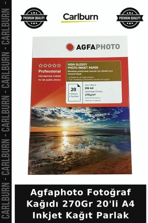 Özel Seri Agfaphoto Fotoğraf Kağıdı 270Gr 20'li A4 Inkjet Kağıt Parlak Materyal Sanat Hobi