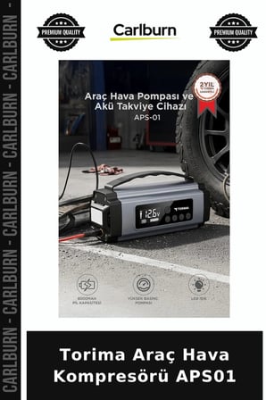 Premium Torima Araç Hava Kompresörü APS01 Yol Yardım Işıklı Pompa Dijital Ekran