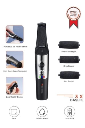 Torima BCM-1140T Siyah Şarjlı Su Geçirmez Ayak Törpü Topuk Ürünü Pratik Bakım Temizlik Aleti