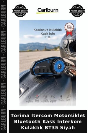 Torima İtercom Motorsiklet Bluetooth Kask İnterkom Kulaklık BT35 Siyah Kablosuz Cihaz Ses Ünitesi