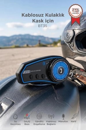 Torima İtercom Motorsiklet Bluetooth Kask İnterkom Kulaklık BT35 Siyah Kablosuz Cihaz Ses Ünitesi