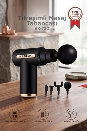 Premium Torima Masaj Tabancası Sporcu Masaj Aleti BX720 Siyah Kullanım Rahatlık Bireysel