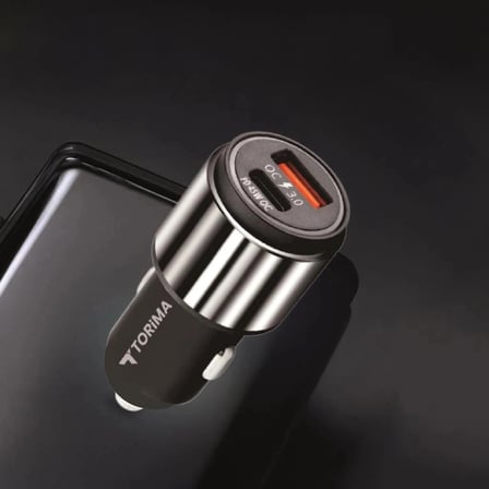 Torima Hızlı Şarj Adaptörü 45W Lightning Kablolu C16 Gümüş Tamamlayıcı Teknik Parça Enerji Kaynağı