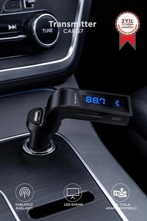 Delux Serisi Torima Transmitter Usb Girişli Android Ios Uyumlu Bluetooth CARG7 Siyah Sürüş Cihaz