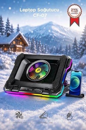 Premium Torima Laptop Soğutucu CF07 Siyah Eğlence Oyun Masaüstü