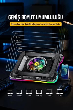 Premium Torima Laptop Soğutucu CF07 Siyah Eğlence Oyun Masaüstü