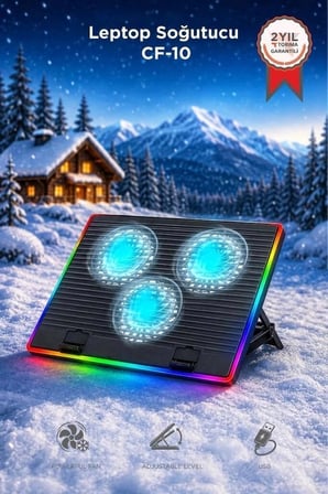Premium Torima Laptop Soğutucu CF10 Siyah Bilgisayar Aracı Oyuncu Aksesuar Cihaz Altlığı