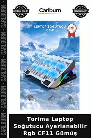 Delux Serisi Torima Laptop Soğutucu Ayarlanabilir Rgb CF11 Gümüş Çalışma Ekipman Fan