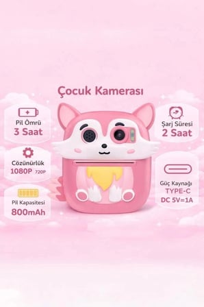 Delux Serisi CMR20 Pembe Dijital Fotoğraf Makinesi Müzikli Alet Oyun Aleti Oyuncak Kamera
