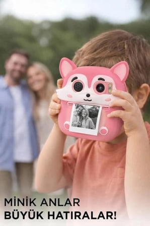 Delux Serisi CMR20 Pembe Dijital Fotoğraf Makinesi Müzikli Alet Oyun Aleti Oyuncak Kamera