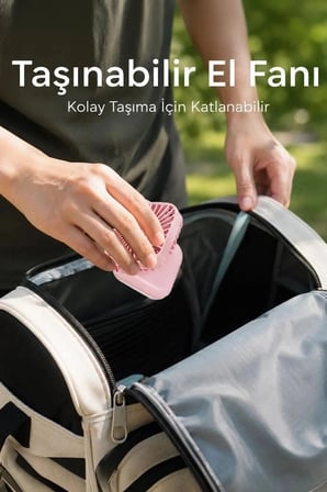 Özel Üretim Torima F-05 Mini Fan Tutmalı Şarjlı Vantilatör Mavi Seyahat Kişisel Pratik