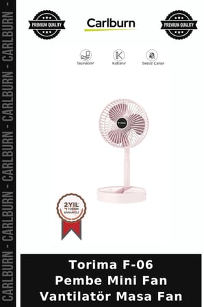 Özel Seri Torima F-06 Pembe Mini Fan Vantilatör Masa Fan Pratik Yolculuk Kullanım