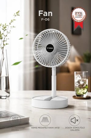 Torima Vantilatör Şarjlı Klima Soğutucu Fan F06 Beyaz Çalışma Masası Ofis Fanı Kişisel Serinlik