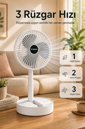 Torima Vantilatör Şarjlı Klima Soğutucu Fan F06 Beyaz Çalışma Masası Ofis Fanı Kişisel Serinlik