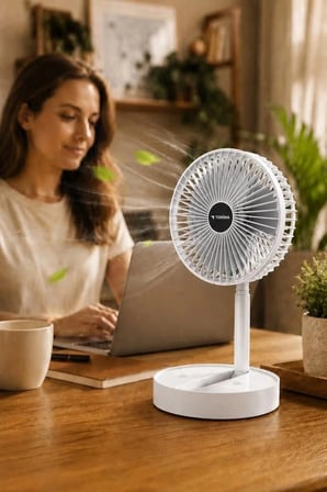 Torima Vantilatör Şarjlı Klima Soğutucu Fan F06 Beyaz Çalışma Masası Ofis Fanı Kişisel Serinlik