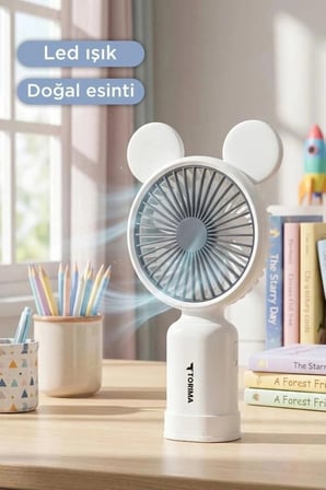 Özel Üretim Torima Şarjlı El Vantilatörü F12 Beyaz Hava Akımı Küçük Fan Seyahat Aleti