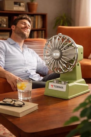 Özel Seri Torima Şarjlı Masaüstü Vantilatör Retro F51 Yeşil Küçük Ofis Fan