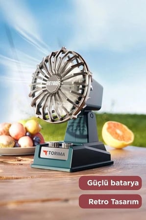 Özel Seri Torima Şarjlı Masaüstü Vantilatör Retro F51 Yeşil Küçük Ofis Fan