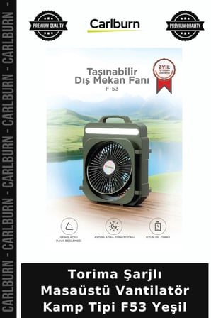 Özel Üretim Torima Şarjlı Masaüstü Vantilatör Kamp Tipi F53 Yeşil Seyahat Serin Yaz
