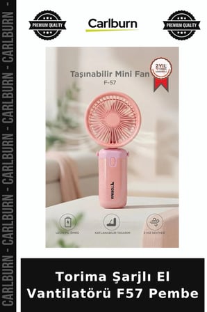 Özel Üretim Torima Şarjlı El Vantilatörü F57 Pembe Pratikfan Şarjlıvantilatör Taşınabilirfan