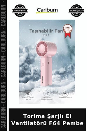Delux Serisi Torima Şarjlı El Vantilatörü F64 Pembe Cep Fanı Pratik Fan Mini Vantilatör