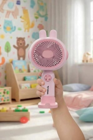 Delux Serisi Torima Şarjlı El Vantilatörü F67 Pembe Pratik Soğutucu Tatil Eşyası Üç Kademeli