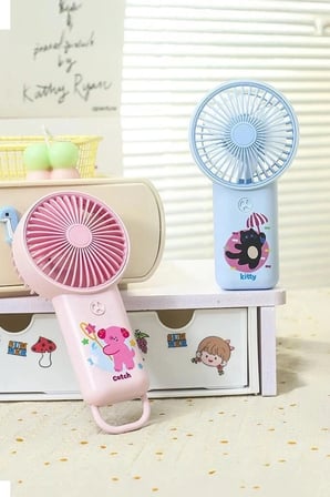Premium Şarjlı El Vantilatörü Mini Masa Fanı F70 Pembe Hava Akımı Hediyelik Fan Aksesuar