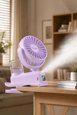 Özel Üretim Torima Vantilatör Dijital Ekranlı F14 Mor Minik Fan Yaz Aylar Seyahat